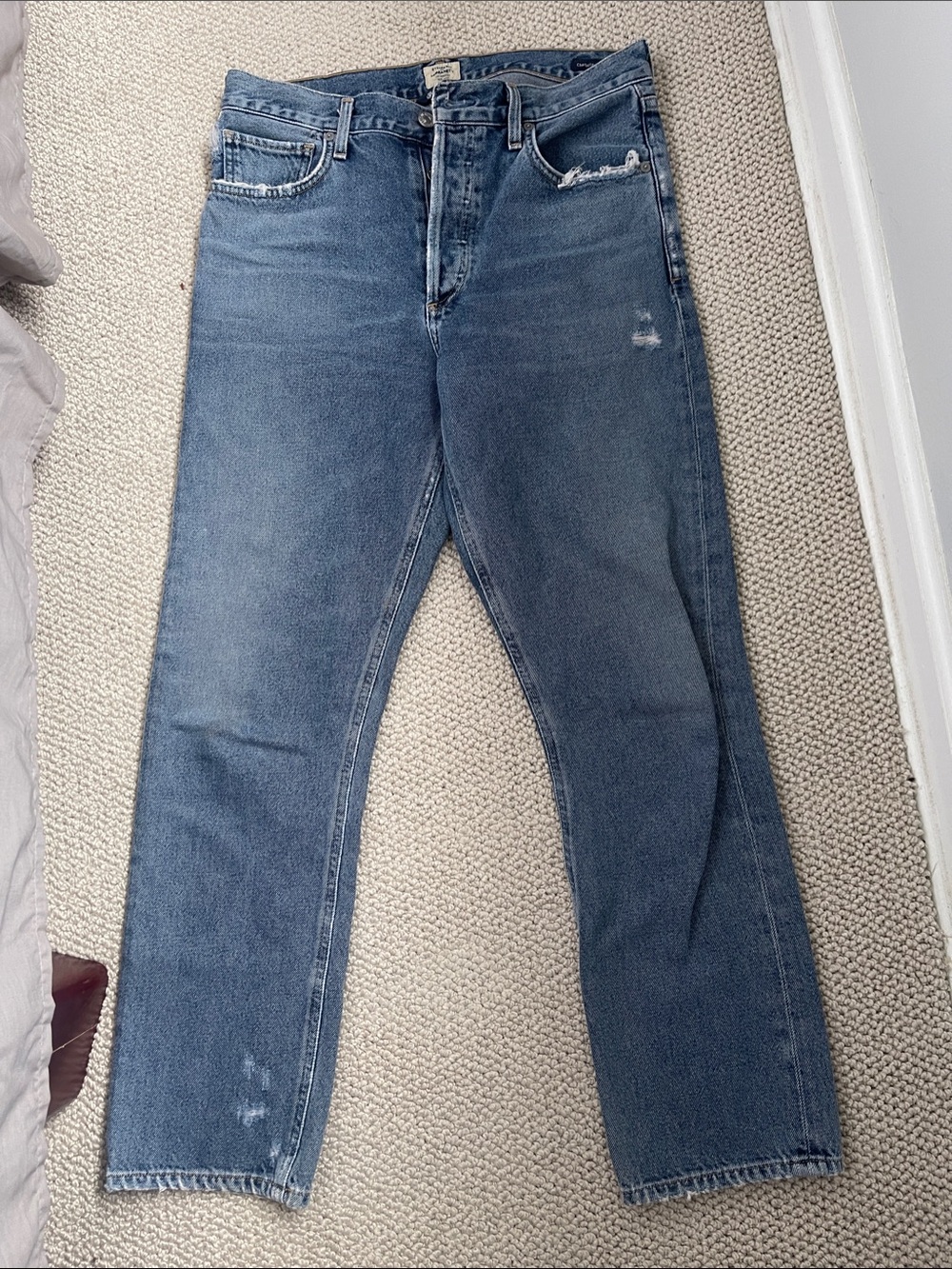 Citizens Of Humanity Blue Straight Jeans with Light Distress